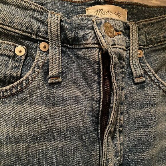 Madewell women 26 cotton blend ripped classic straight blue jeans - Picture 4 of 12